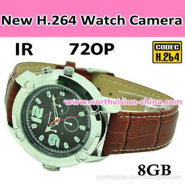 New Nightvision H. 264 720p Watch Camera, with IR Nightvision and LED Flash Light